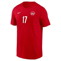 T-shirt domicile Nike Tajon Buchanan rouge Canada Soccer pour homme, nom et numéro