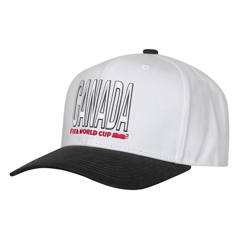 Men's Outerstuff White FIFA World Cup 2026 Canada Pre-Curved Snapback Hat