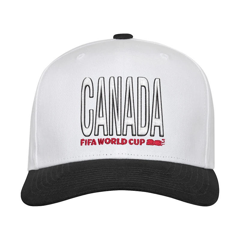 Men's Outerstuff White FIFA World Cup 2026 Canada Pre-Curved Snapback Hat