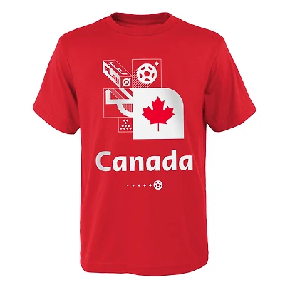 T-shirt homme rouge Canada Soccer Coupe du Monde FIFA Qatar 2022 - Action de jeu