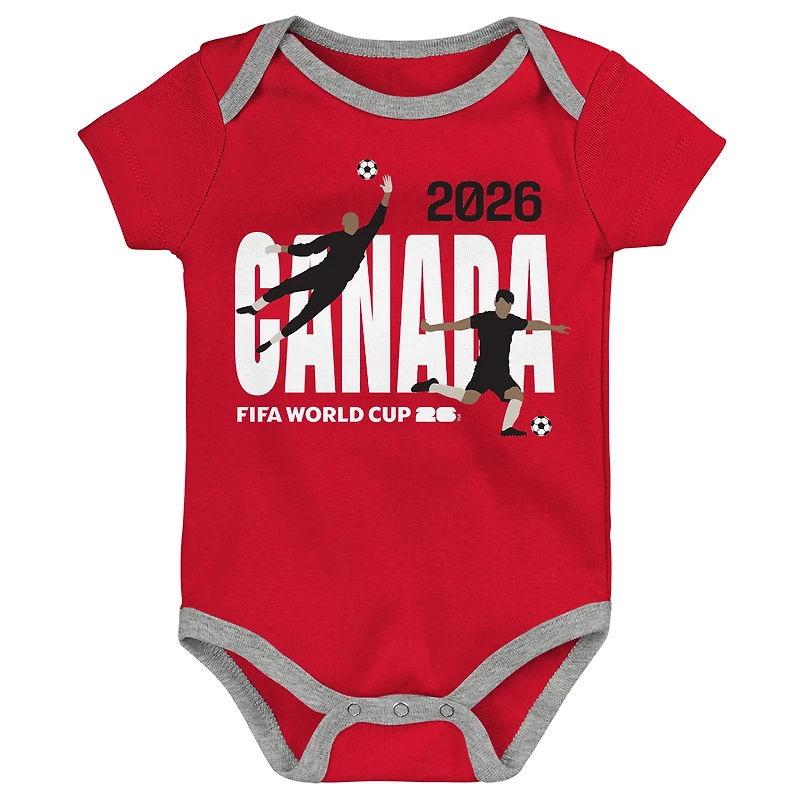 Newborn Outerstuff Canada FIFA World Cup 2026 3-Pack Bodysuit Set