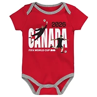 Newborn Outerstuff Canada FIFA World Cup 2026 3-Pack Bodysuit Set