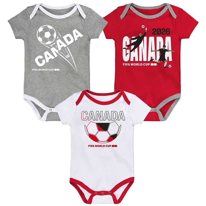 Ensemble de 3 bodies Outerstuff Canada Coupe du Monde la FIFA 2026 pour nouveau-né