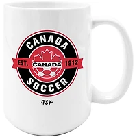 Mug à café sublimé The Sports Vault blanc Canada Soccer 15 oz.