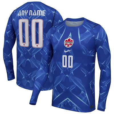 Unisex Nike Blue Canada Soccer 2026 Stadium Replica Custom Goalkeeper Jersey