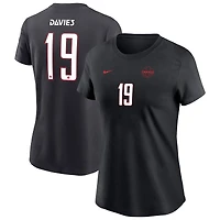 T-shirt Nike Alphonso Davies noir pour femme, Canada Soccer, extérieur, nom et numéro