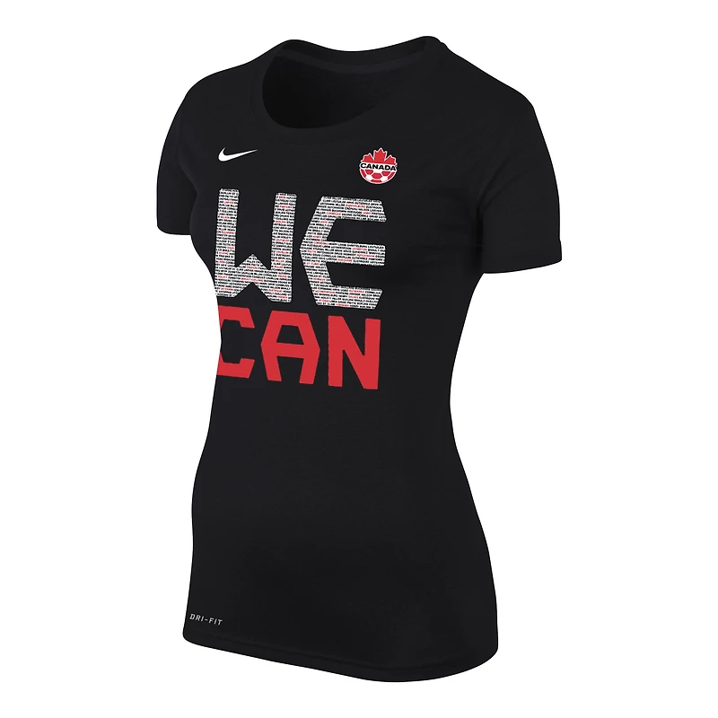 Women's Nike Black Canada Soccer - We Can Qualification Celebration Performance T-Shirt