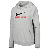 Women's Nike Heather Gray Canada Soccer Lockup Varsity Fleece Raglan Pullover Hoodie
