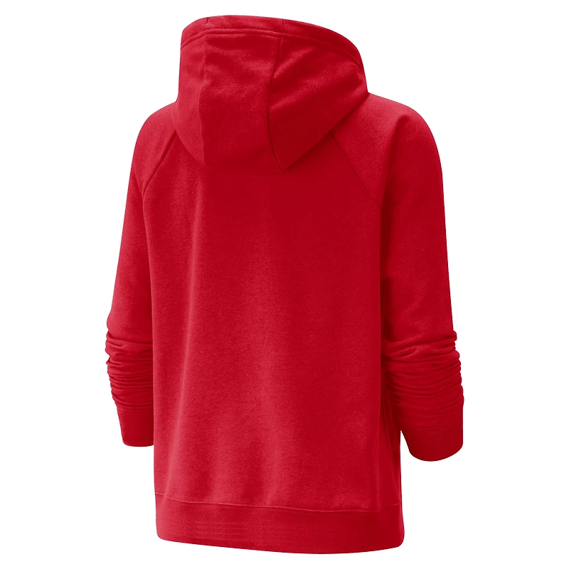 Chandail à capuchon trois mélanges raglan Nike Canada Soccer Varsity pour femme, rouge
