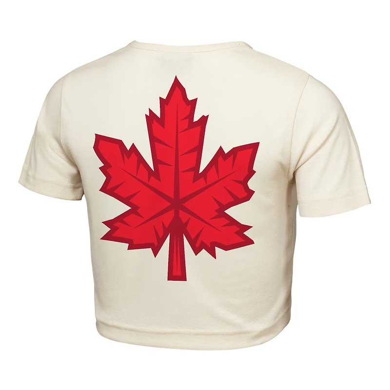 Women's Outerstuff Natural Canada FIFA World Cup 2026 Elote Squad Cropped T-Shirt