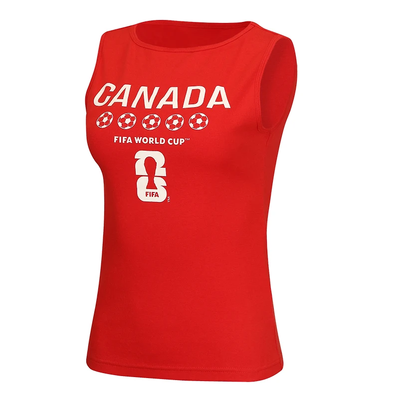 Débardeur à col bateau rouge Outerstuff pour femme, supporter du Canada, Coupe Monde de la FIFA 2026