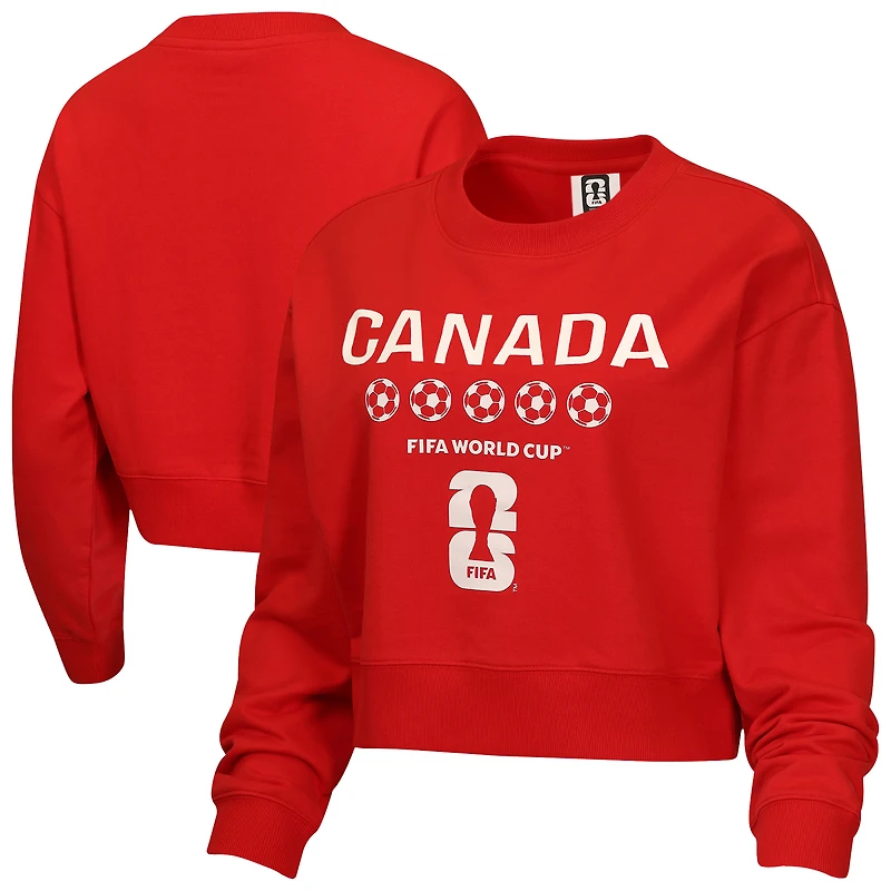 Women's Outerstuff  Red Canada Soccer FIFA World Cup 2026 Country Supporter Cropped Sweatshirt