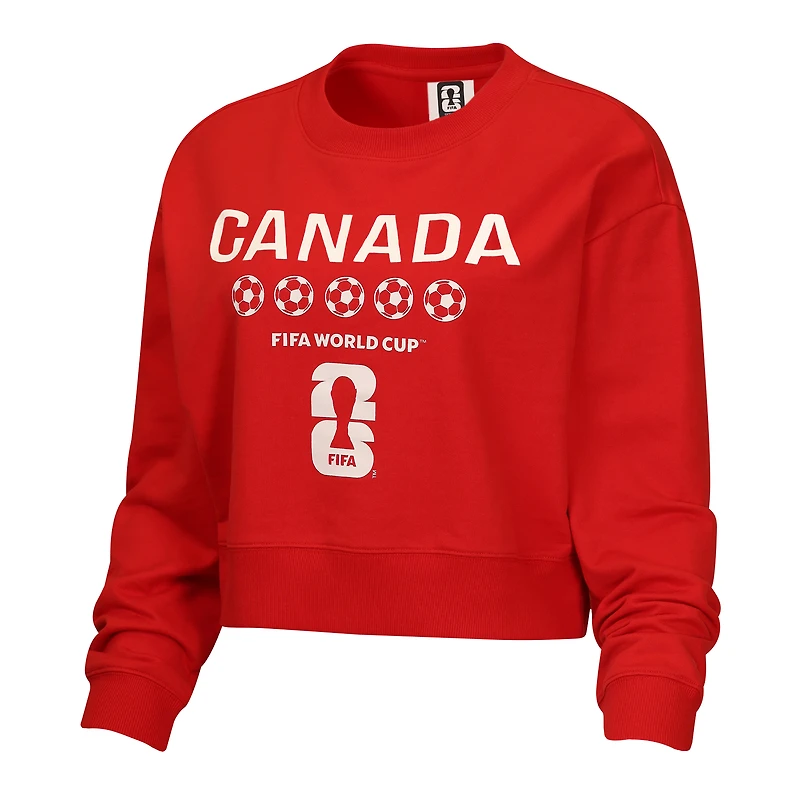 Sweat-shirt court rouge Outerstuff pour femmes, supporter du Canada, Coupe Monde de la FIFA 2026