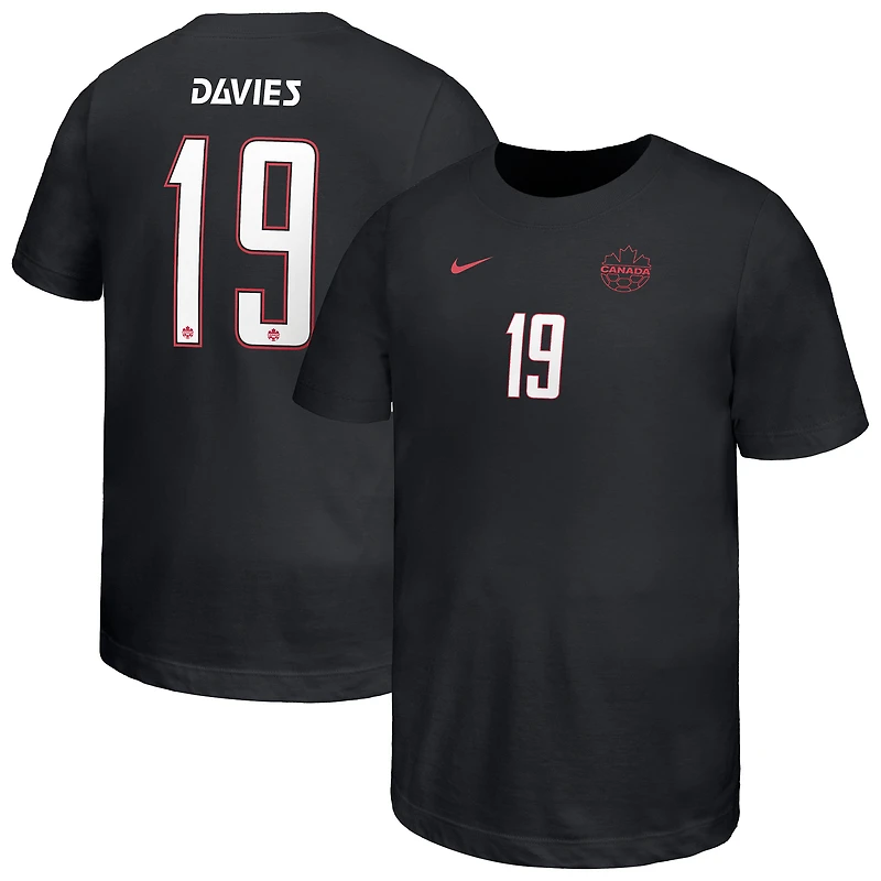 Youth Nike Alphonso Davies Black Canada Soccer Away Player Name & Number T-Shirt