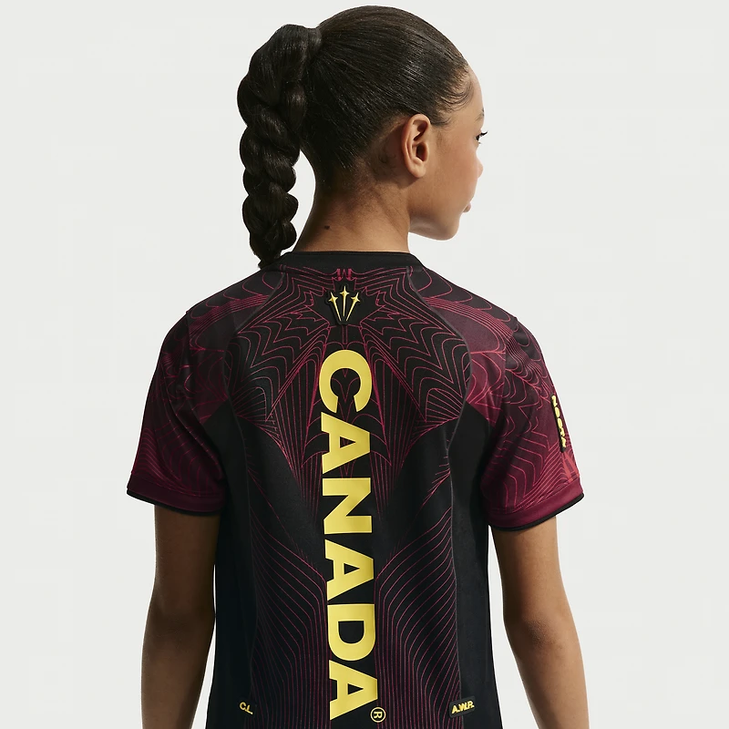 Maillot d'avant-match Nike noir pour jeunes, Canada Soccer x NOCTA 2026 Dri-FIT