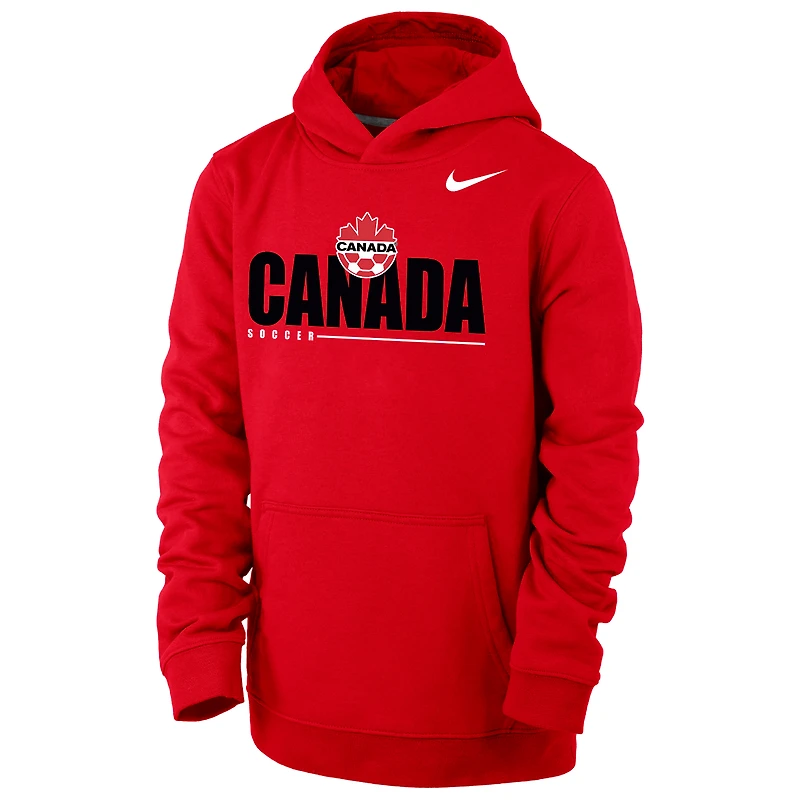 Chandail à capuchon en molleton rouge Canada Soccer Club pour jeune de Nike