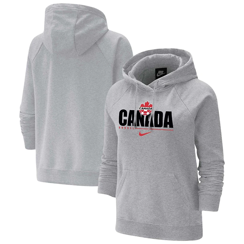 Women's Nike Gray Canada National Team Varsity Fleece Tri-Blend Raglan Pullover Hoodie