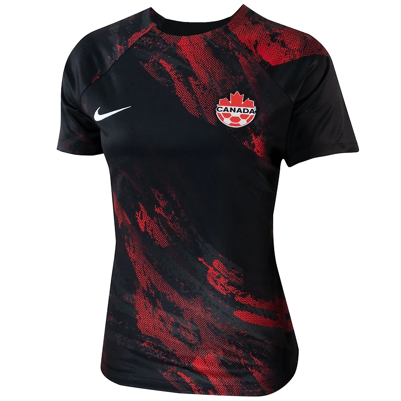 Haut d'avant-match de l'équipe nationale féminine du Canada 2023 Nike rouge/noir pour femme