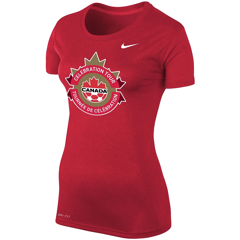 T-shirt Nike pour femmes, rouge, Canada Soccer Celebration Tour Performance