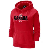 Women's Nike Red Canada National Team Varsity Fleece Tri-Blend Raglan Pullover Hoodie