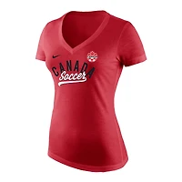 T-shirt à encolure en V trois mélanges pour femmes de l'équipe nationale du Canada contre tout le monde Nike rouge