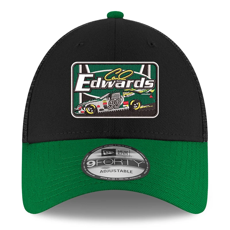 Casquette de camionneur ajustable 9FORTY 2025 NASCAR Hall of Fame de Carl Edwards pour homme New Era noire/verte