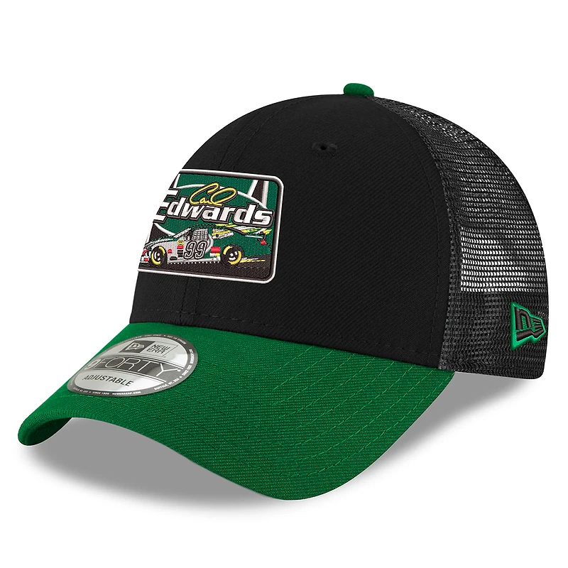 Casquette de camionneur ajustable 9FORTY 2025 NASCAR Hall of Fame de Carl Edwards pour homme New Era noire/verte