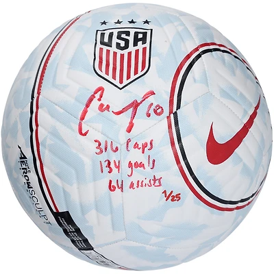 Ballon de football Nike USA autographié par Carli Lloyd USWNT avec plusieurs inscriptions - Édition limitée n° 1/25 - Signé en rouge
