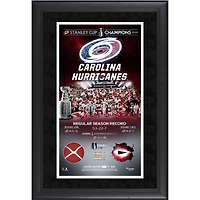 Carolina Hurricanes 2026 Stanley Cup Champions Framed 10" x 18" Collage with a Piece of Game-Used Net from the 2026 Stanley Cup Final & Puck from the 25-26 Season - Limited Edition of 250
