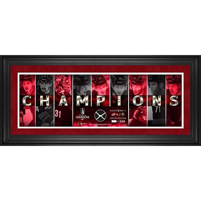 Carolina Hurricanes 2026 Stanley Cup Champions Framed 10" x 30" Panoramic with a Piece of Game-Used Net from the 2026 Stanley Cup Final - Limited Edition of 250