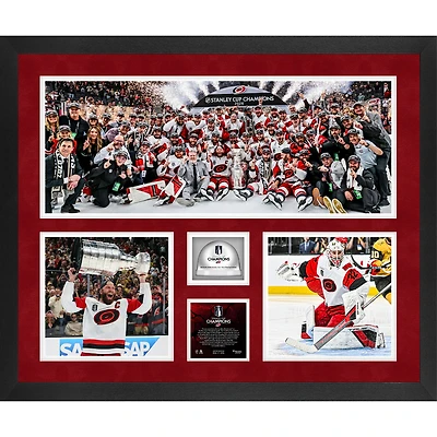 Carolina Hurricanes 2026 Stanley Cup Champions Framed 20'' x 24'' 3-Photograph Collage with Game-Used Ice from the 2026 Stanley Cup Final - Limited Edition of 2026