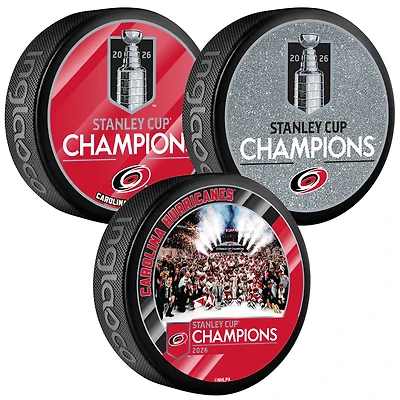 Carolina Hurricanes Inglasco 2026 Stanley Cup Champions 3-Puck Bundle