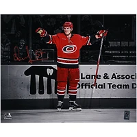 Andrei Svechnikov Carolina Hurricanes Autographed 16" x 20" Red Jersey Celebrating Spotlight Photograph