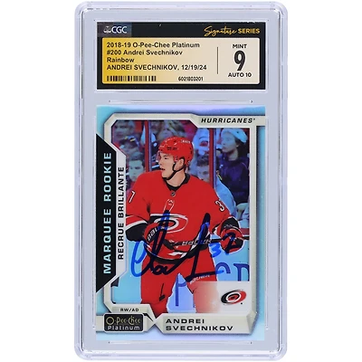 Andrei Svechnikov Carolina Hurricanes Autographed 2018-19 Upper Deck O-Pee-Chee Platinum Rainbow #200 CGC Fanatics Witnessed Authenticated /10 Rookie Card