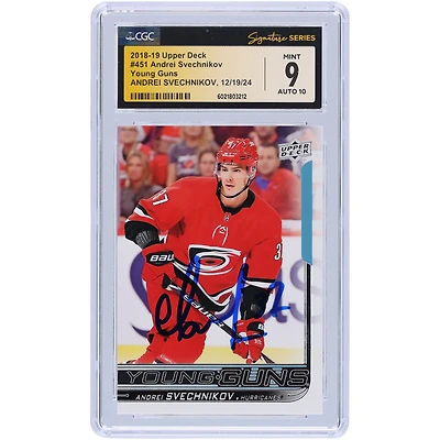 Andrei Svechnikov Carolina Hurricanes Autographed 2018-19 Upper Deck Series 2 Young Guns #451 CGC Fanatics Witnessed Authenticated /10 Rookie Card