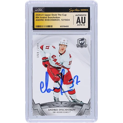 Andrei Svechnikov Carolina Hurricanes Autographed 2020-21 Upper Deck The Cup #94 #/249 CGC Fanatics Witnessed Authenticated Auto 10 Card