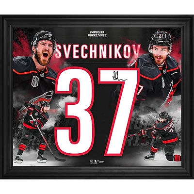 Andrei Svechnikov Carolina Hurricanes Autographed 2026 Stanley Cup Champions Framed 20" x 24" Jersey Number Collage