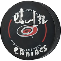 Andrei Svechnikov Carolina Hurricanes Autographed Official Game Puck with "Caniacs" Inscription