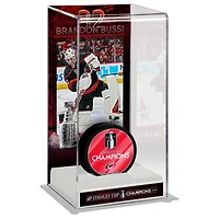 Étui de luxe pour rondelle de hockey haute, logo des Hurricanes de la Caroline, champions de la Coupe Stanley 2026, Brandon Bussi