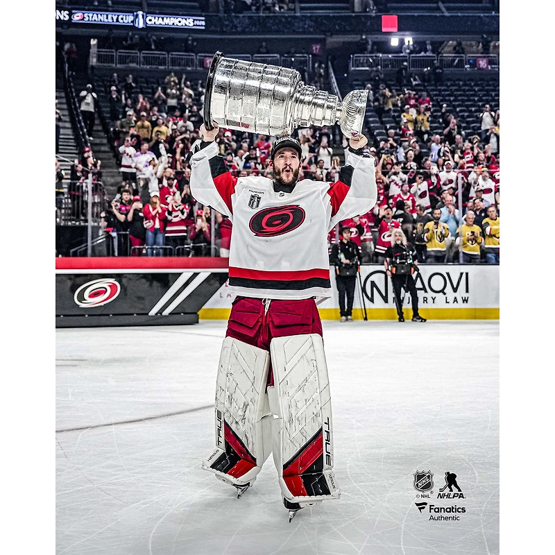 Brandon Bussi Carolina Hurricanes Unsigned 2026 Stanley Cup Champions Raising Photograph