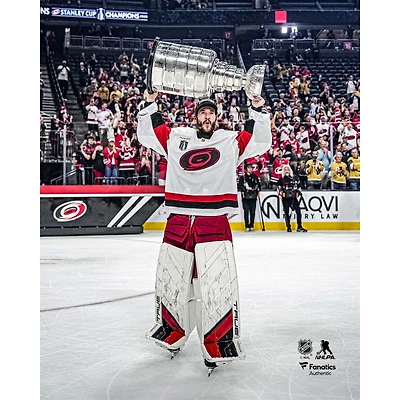 Brandon Bussi Carolina Hurricanes Unsigned 2026 Stanley Cup Champions Raising Photograph