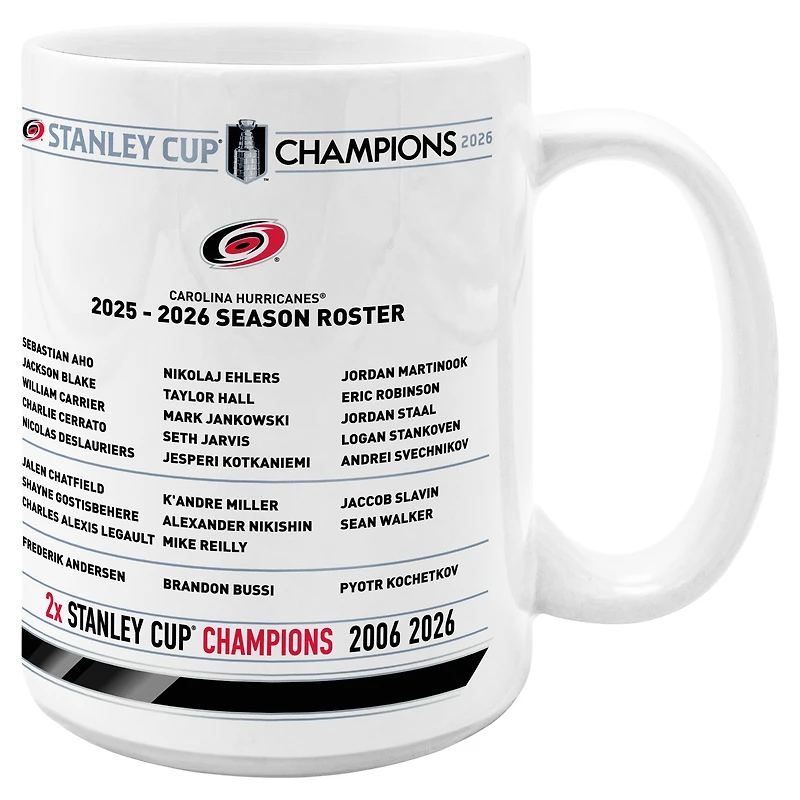 Mug à café 15 oz (44 cl) des Hurricanes de la Caroline, champions de la Coupe Stanley 2026.
