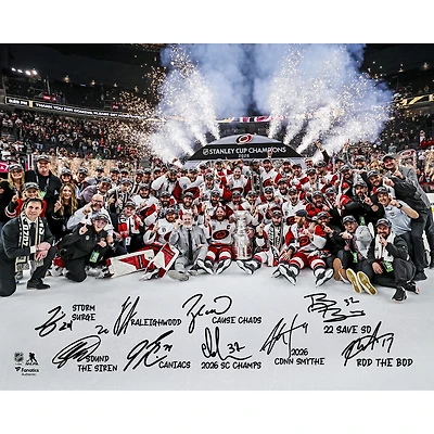 Carolina Hurricanes Autographed 2026 Stanley Cup Champions 16" x 20" Team Celebration Photograph with Multiple Signatures and Inscriptions - Limited Edition of 50