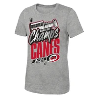 Girls Youth Fanatics Heather Gray Carolina Hurricanes 2026 Stanley Cup Champions Replica Locker Room T-Shirt