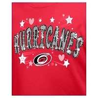 T-shirt à paillettes pour fille New Era rouge Carolina Hurricanes