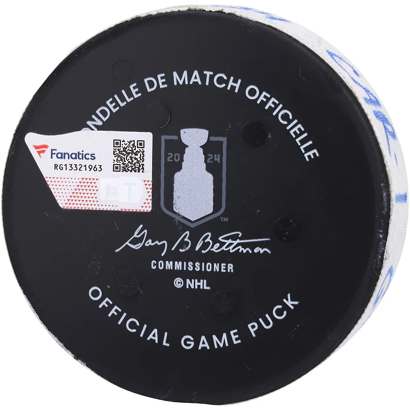 Jake Guentzel Carolina Hurricanes Game-Used Goal Puck from 2024 Stanley Cup Playoffs Second Round Game 2 vs. New York Rangers - First of Two Goals Scored