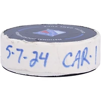 Jake Guentzel Carolina Hurricanes Game-Used Goal Puck from 2024 Stanley Cup Playoffs Second Round Game 2 vs. New York Rangers - First of Two Goals Scored