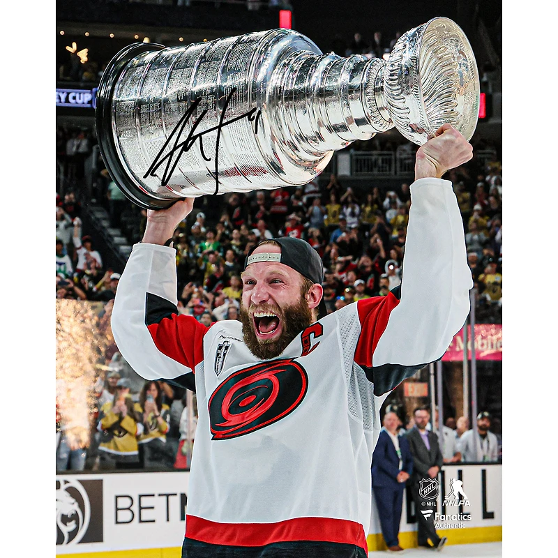 Jordan Staal Carolina Hurricanes Autographed 2026 Stanley Cup Champions 8" x 10" Raising Cup Photograph