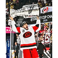 Logan Stankoven Carolina Hurricanes Autographed 2026 Stanley Cup Champions 16" x 20" Raising Cup Photograph with "2026 SC Champs" Inscription
