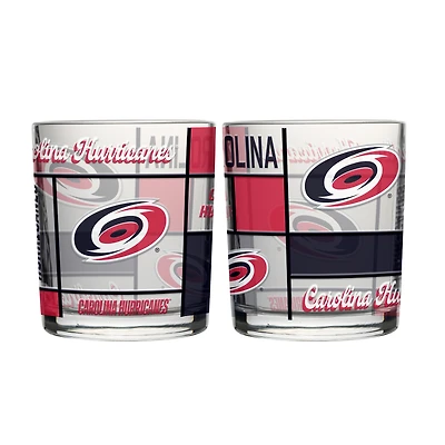 Logo Brands Carolina Hurricanes 12oz. Quilted Stained Two-Pack Rocks Glass Set